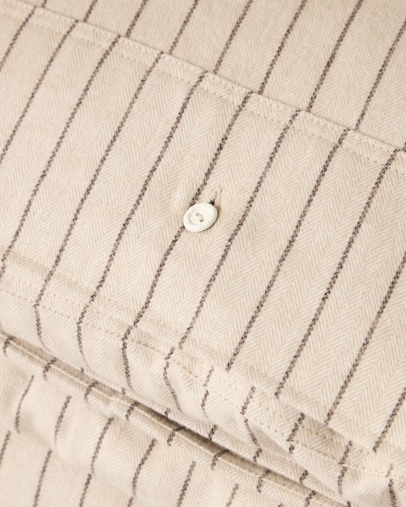 Lexington Kissenbezug aus Baumwollflanell mit Nadelstreifen beige - braun 40 x 40 cm
