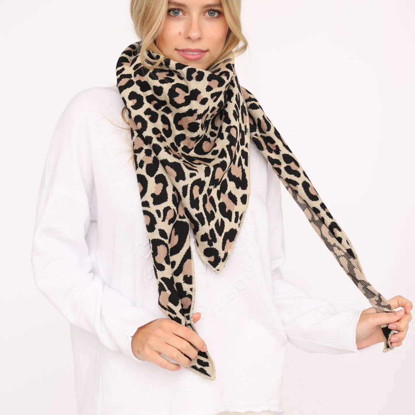 Zwillingsherz Dreieckstuch Leo beige