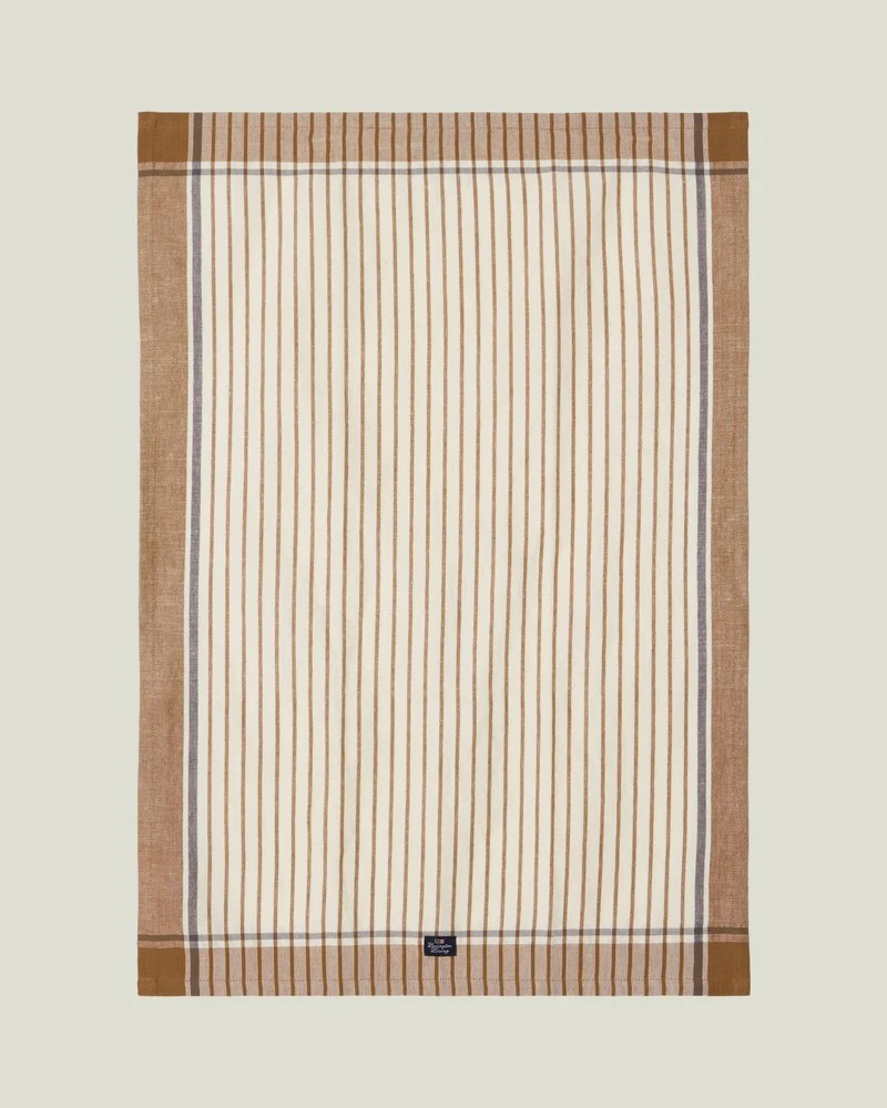 Lexington Küchentuch aus Leinen Baumwolle karamell - weiß gestreift 50 x 70 cm