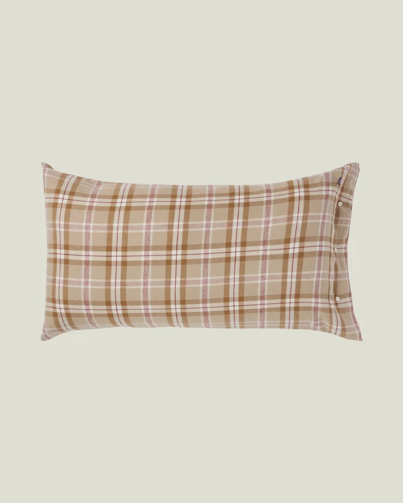 Lexington Kissenbezug aus Baumwollflanell kariert beige - feige - karamell 40 x 80 cm