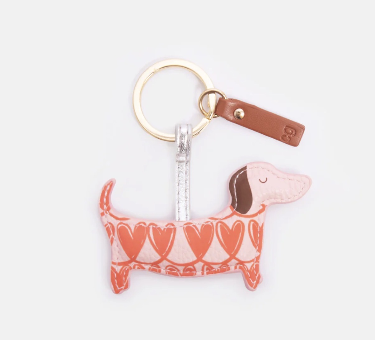 Caroline Gardner Schlüsselanhänger Dackel mit orangfarbenem Herzenmuster