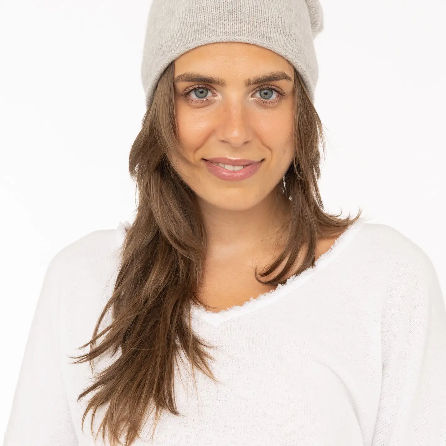 Zwillingsherz 100% Cashmere Beanie hellbeige