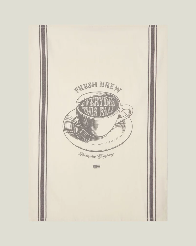 Lexington Geschirrtuch fresh brew aus Bio - Baumwolle dunkelgrau - weiß 50 x 70 cm