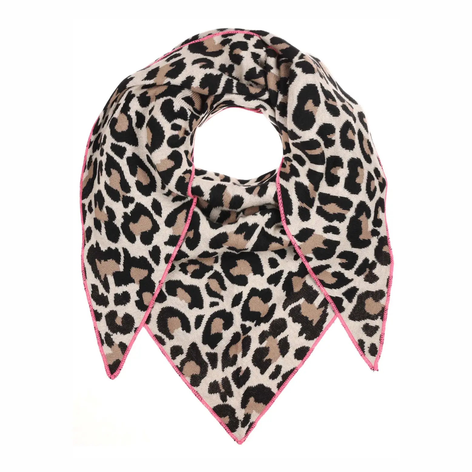 Zwillingsherz Dreieckstuch Leo beige mit neonpinkem Rand