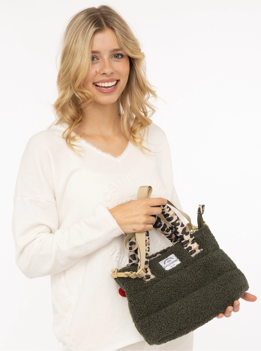 Zwillingsherz Tasche Teddy Leo khaki