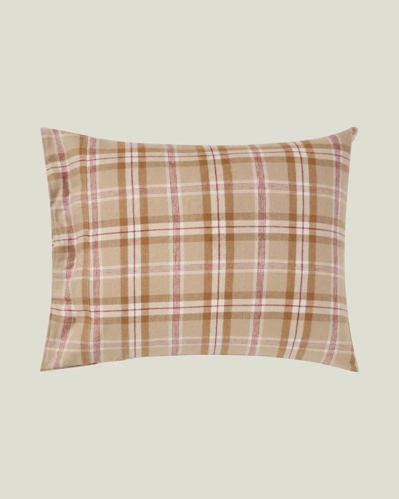 Lexington Bettwäsche Set aus Baumwollflanell kariert beige - feige - karamell 135 x 200 cm / 80 x 80 cm