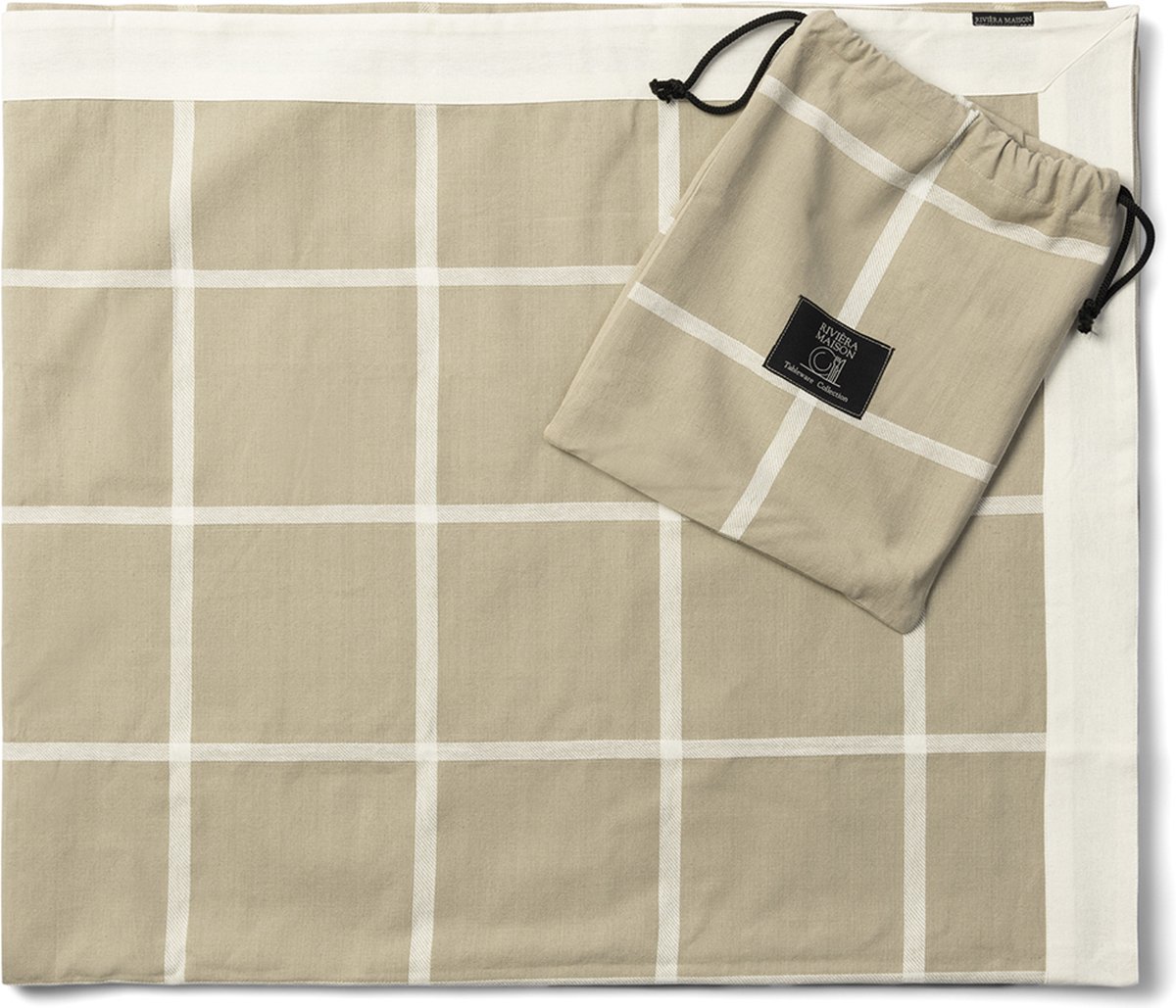 Riviera Maiosn Tischdecke beige kariert 150 x 270 cm