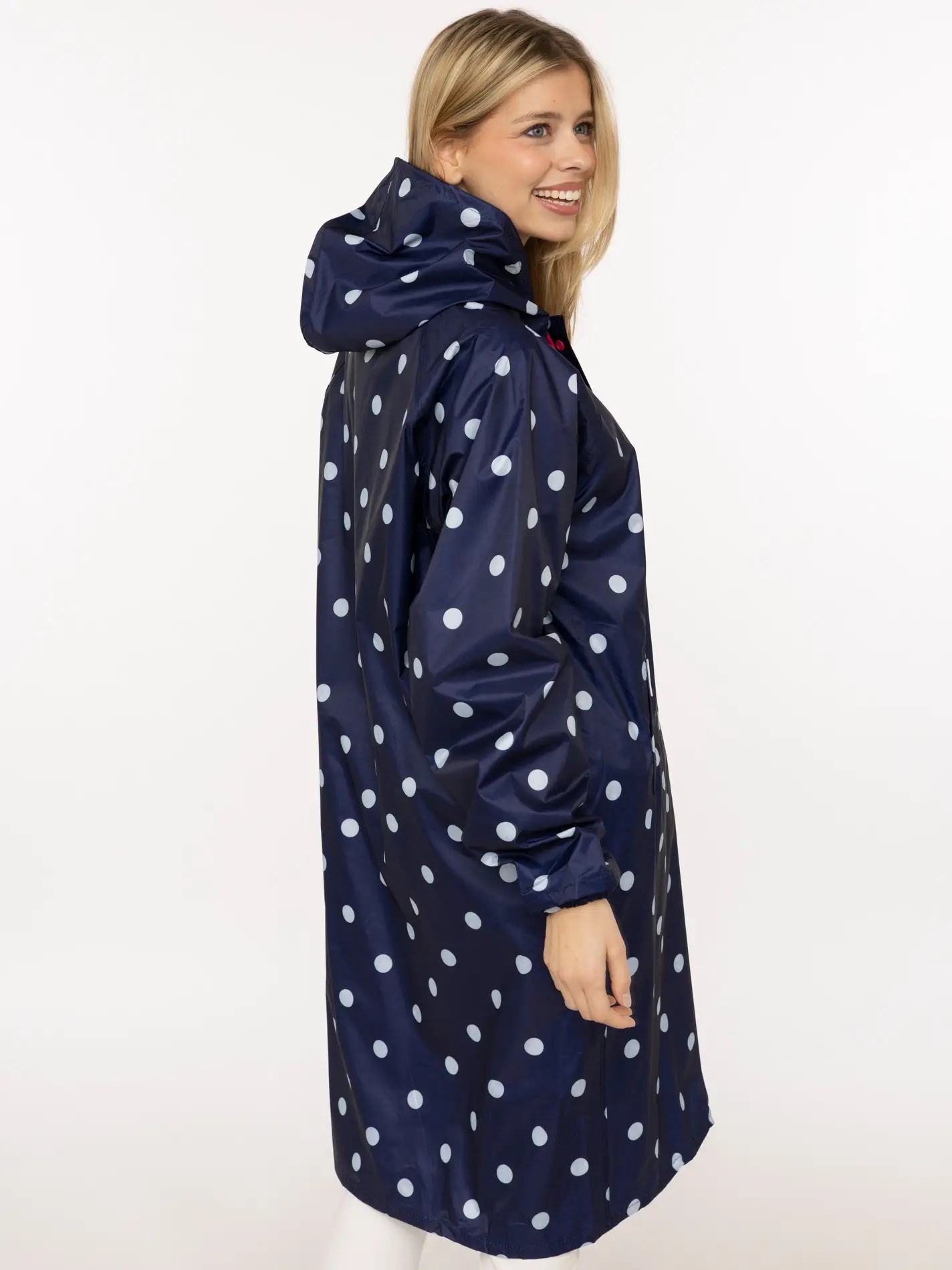 Zwillingsherz Regenmantel gepunktet Navy S / M