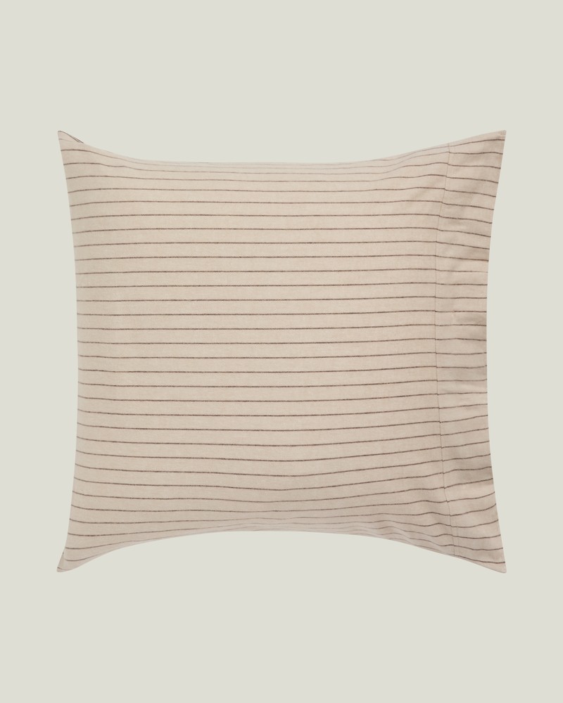 Lexington Kissenbezug aus Baumwollflanell mit Nadelstreifen beige - braun 40 x 40 cm