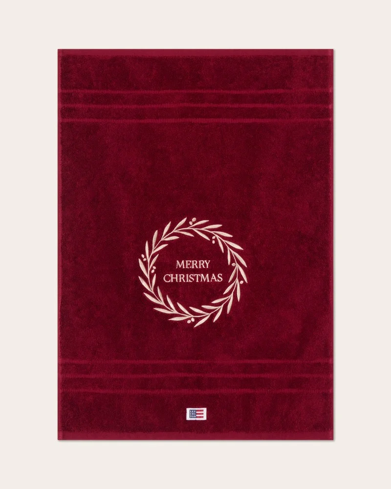 Lexington Handtuch Weihnachtskranz weinrot 70 x 50 cm