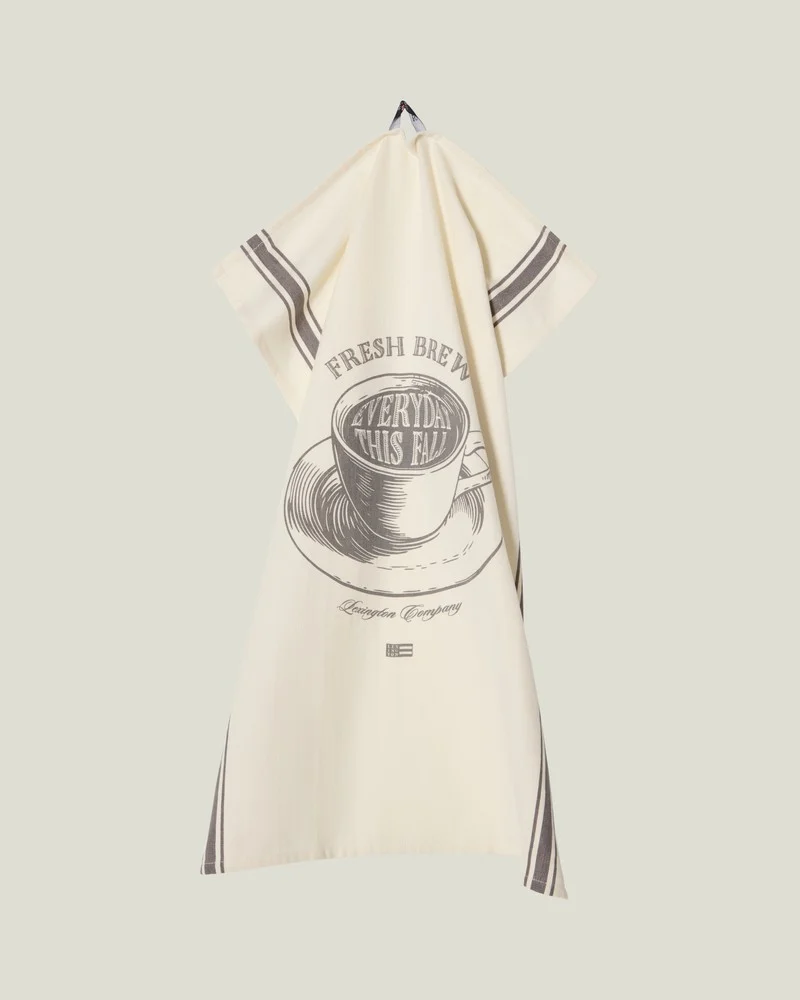 Lexington Geschirrtuch fresh brew aus Bio - Baumwolle dunkelgrau - weiß 50 x 70 cm