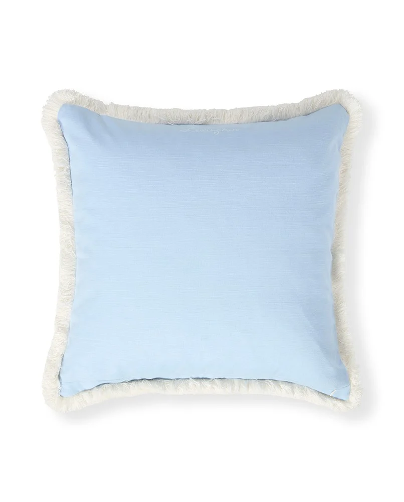 Lexington Kissenbezug Leinenmischung mit Fransen hellblau 50 x 50 cm