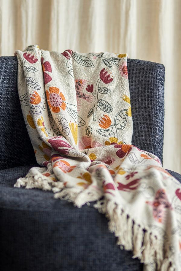 Bloomingville Decke Vivielle bunt recycelte Baumwolle