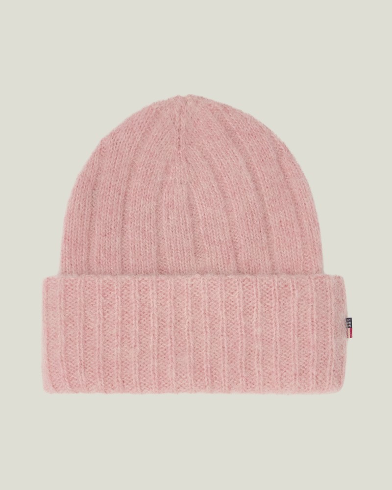 Lexington Rippstrick Beanie aus Alpakamischung rosa