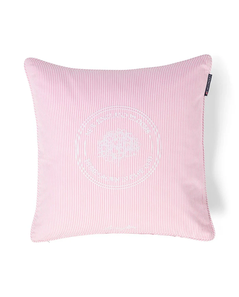 Lexington Kissenbezug Bio Baumwolle rosa weiss gestreift 50 x 50 cm