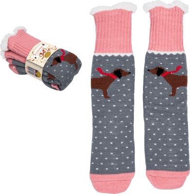 Die Spiegelburg Weihnachts - Kuschelsocken Dackel one size (Gr. 39-42) mit Anti Rutsch Sohle