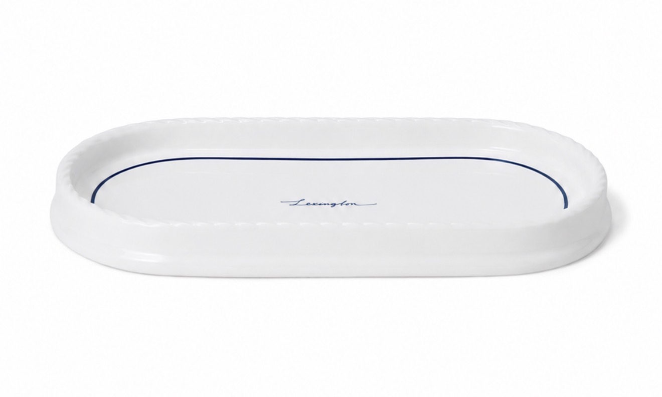Lexington Porzellan Tablett oval weiss - blau