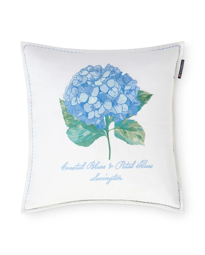 Lexington Kissenbezug Hortensie hellblau bestickt 50 x 50 cm