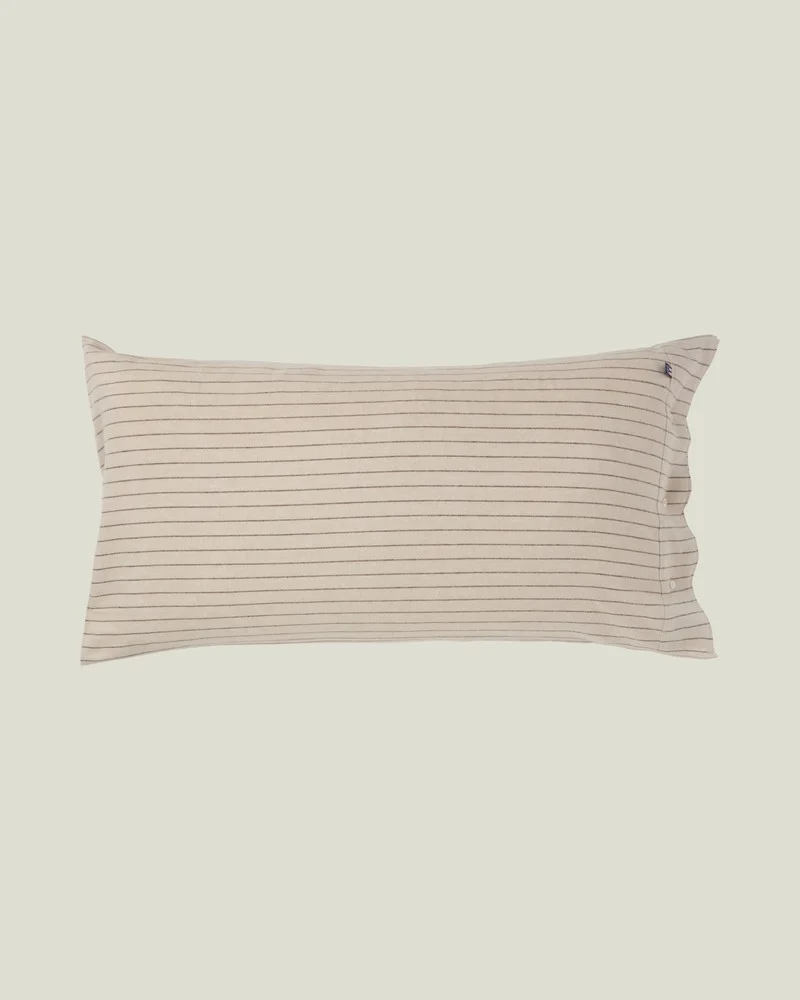 Lexington Kissenbezug aus Baumwollflanell mit Nadelstreifen beige - braun 40 x 80 cm