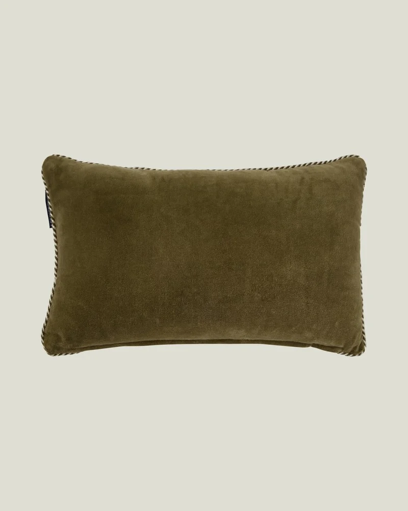 Lexington Kissen Boston Club aus Baumwollsamt beige - olive 30 x 50 cm