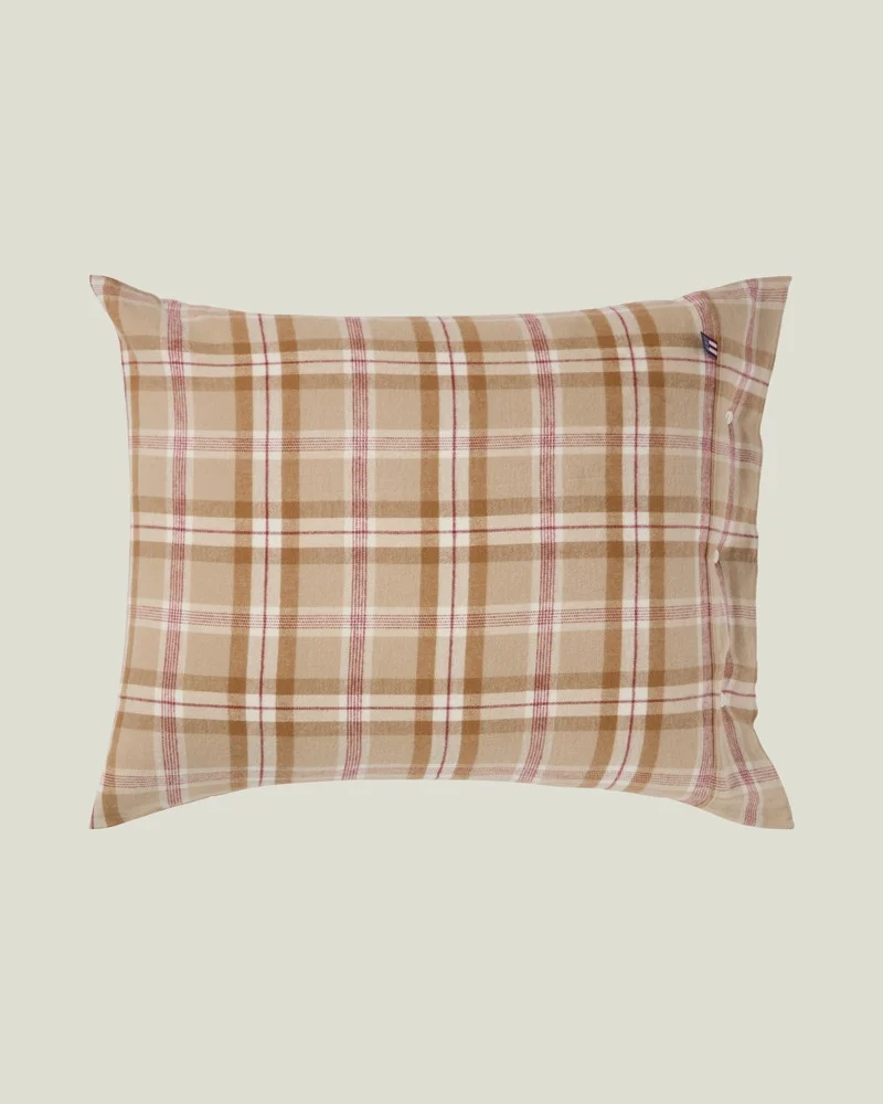 Lexington Bettwäsche Set aus Baumwollflanell kariert beige - feige - karamell 135 x 200 cm / 80 x 80 cm
