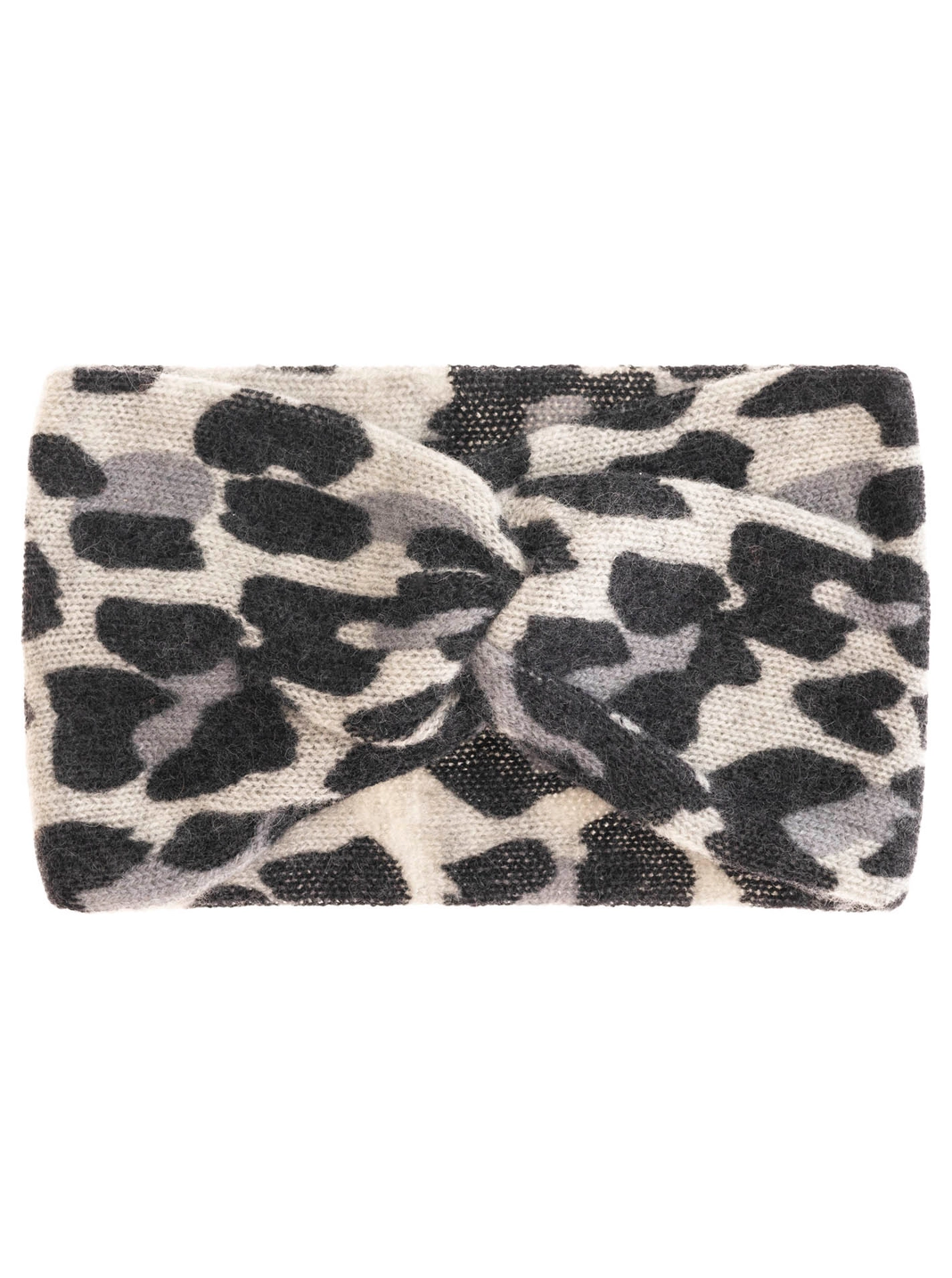 Zwillingsherz 100% Cashmere Stirnband Jaquard Leo grau