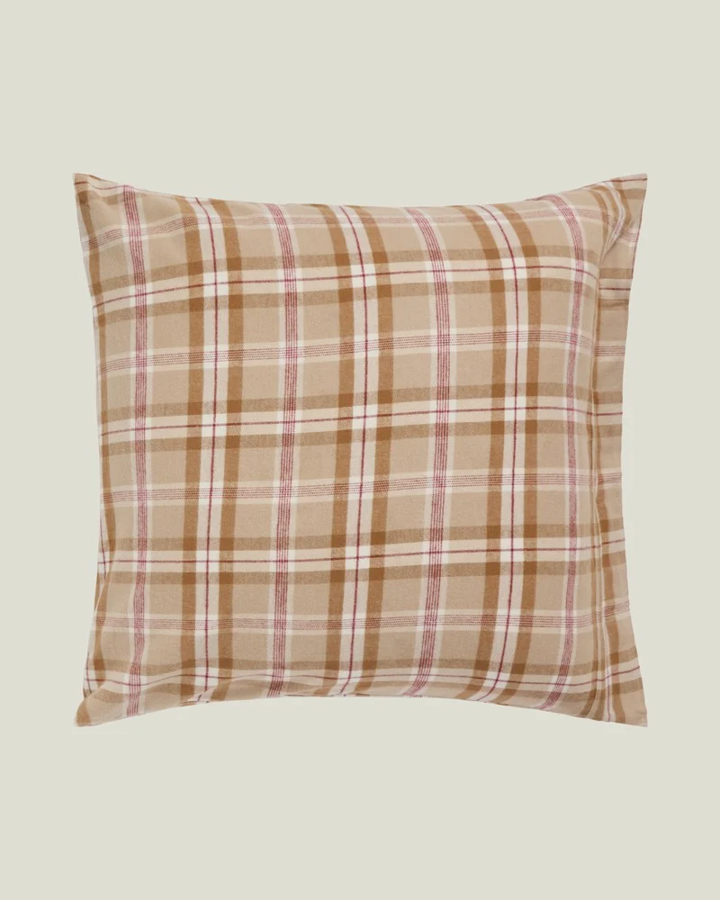 Lexington Kissenbezug aus Baumwollflanell kariert beige - feige - karamell 40 x 40 cm