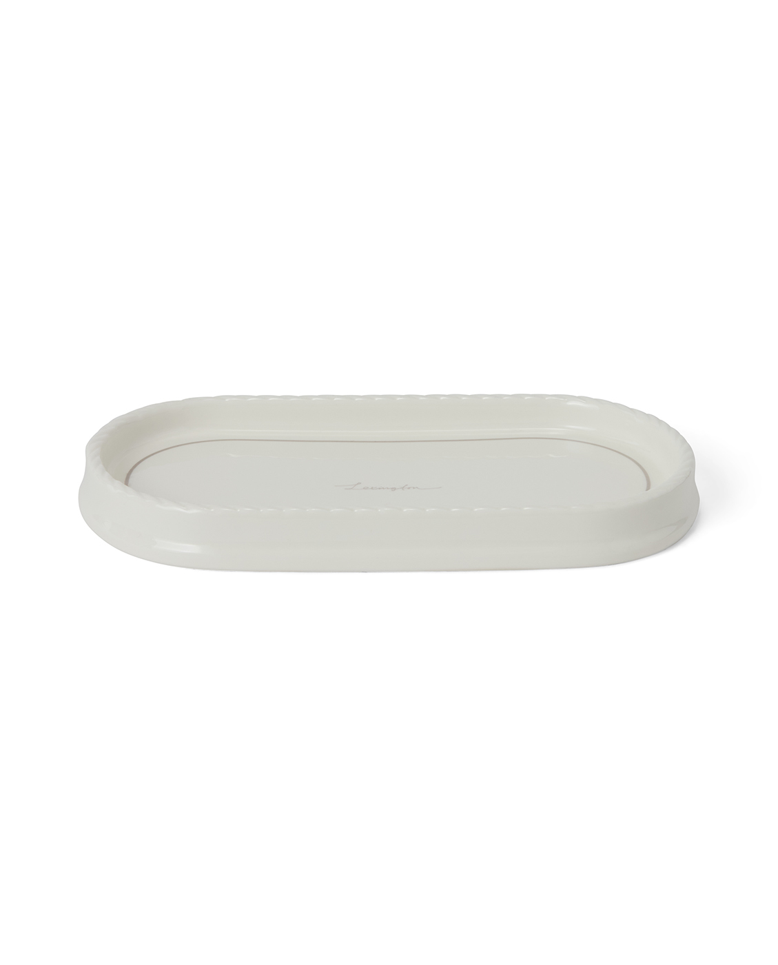 Lexington Porzellan Tablett oval weiss - beige