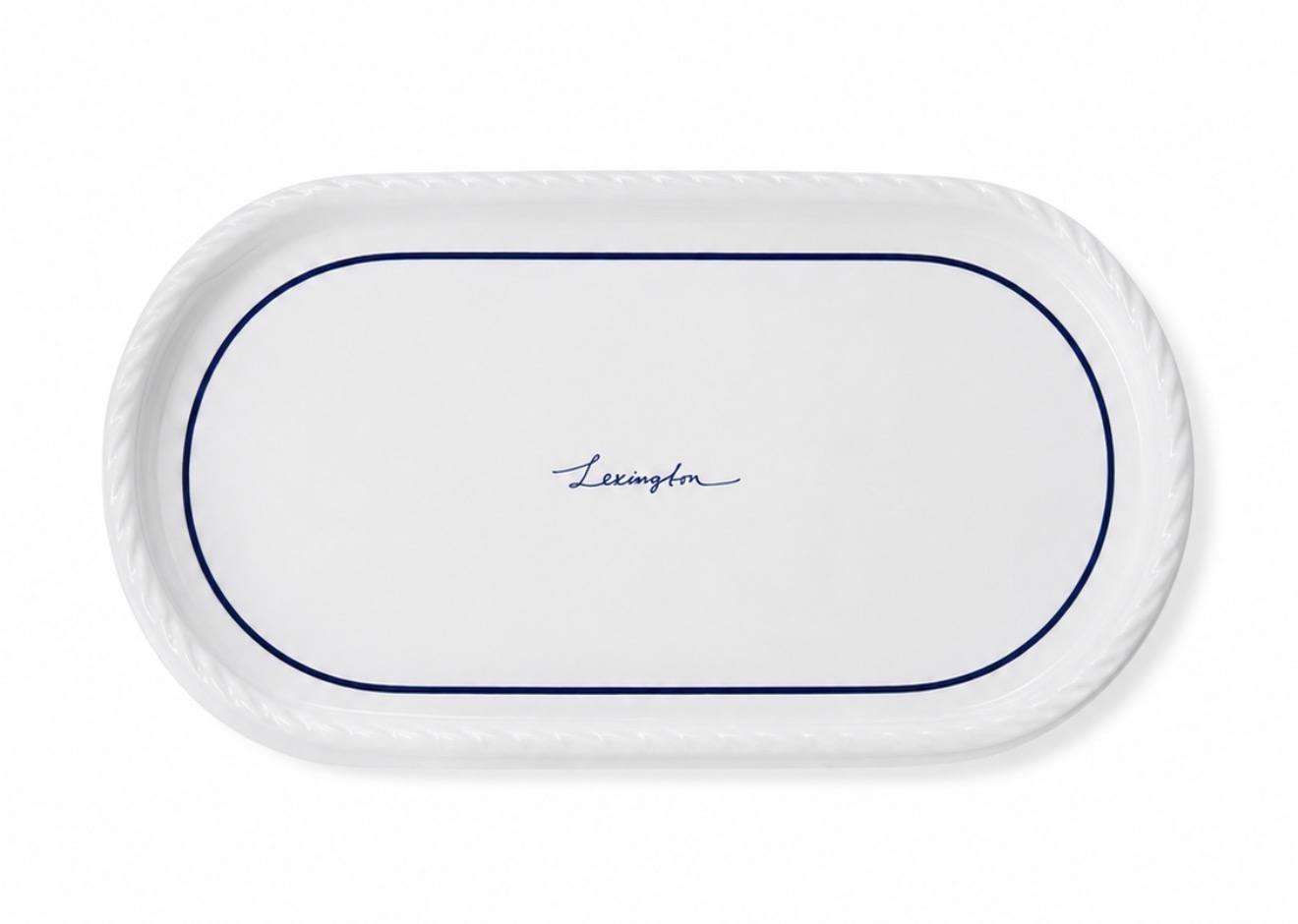 Lexington Porzellan Tablett oval weiss - blau