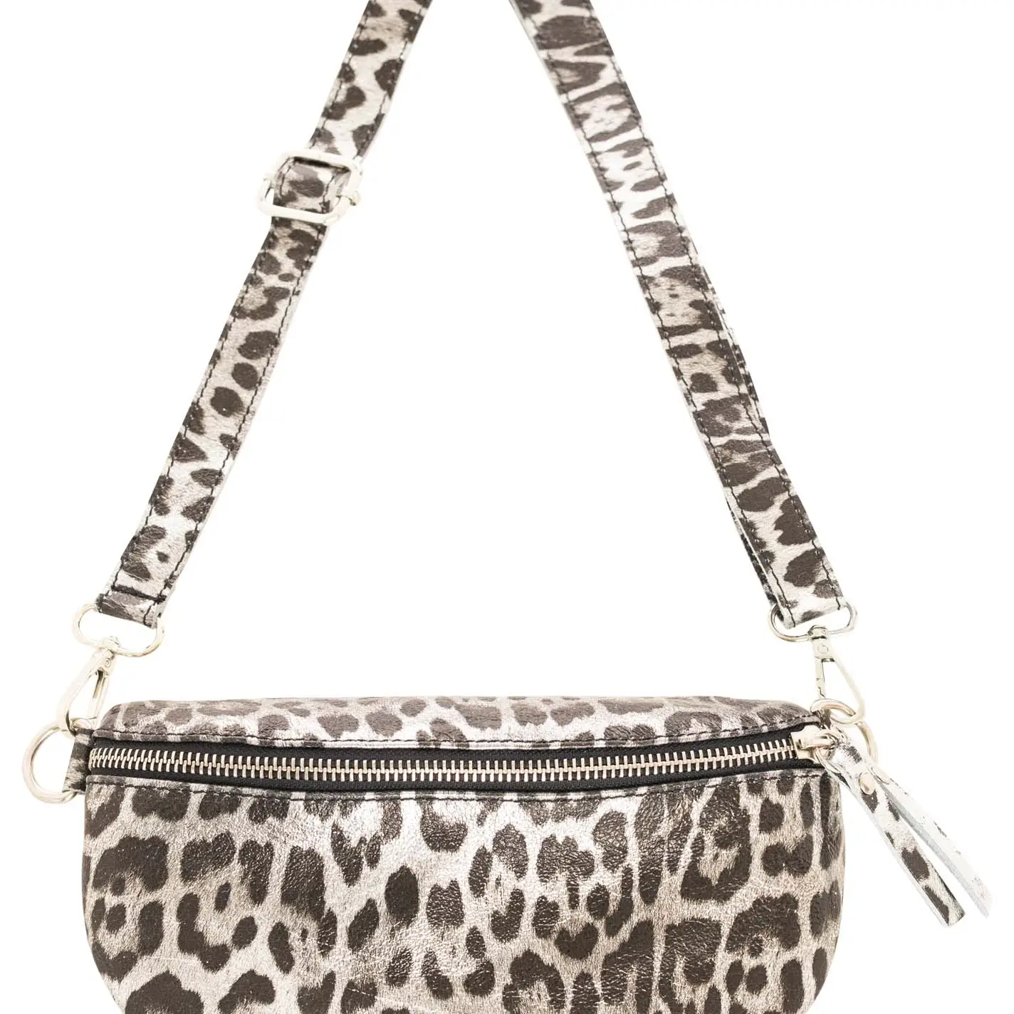 Zwillingsherz Ledertasche Crossbody Leo silber