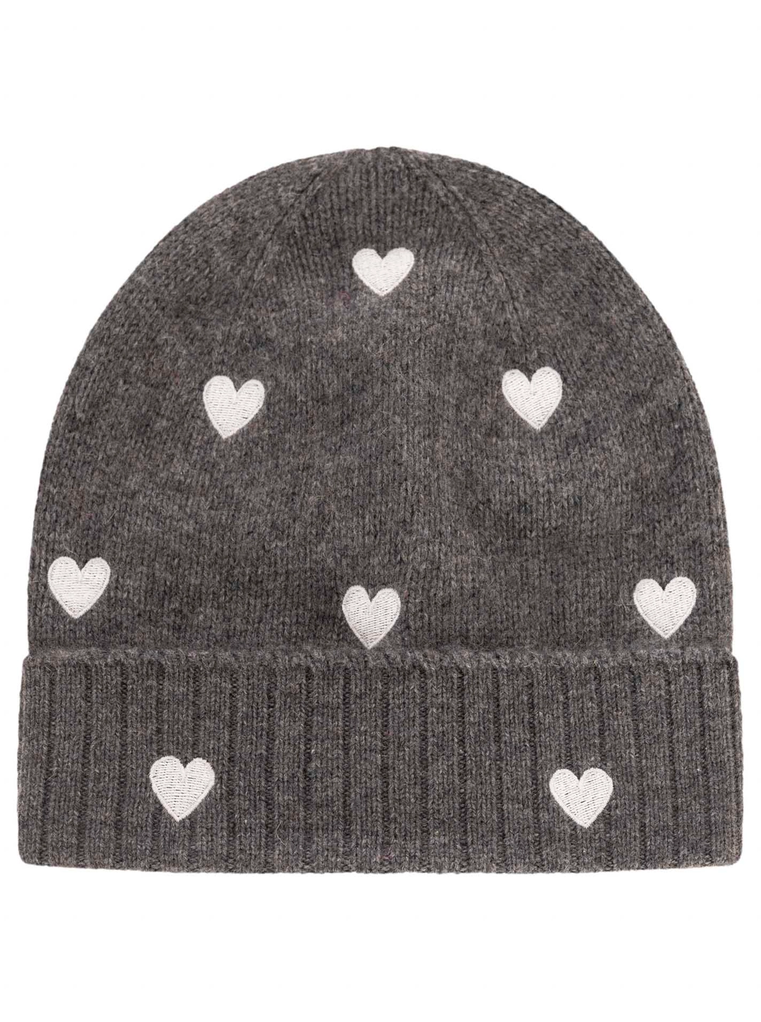 Zwillingsherz 100% Cashmere Mütze Herzchen grau