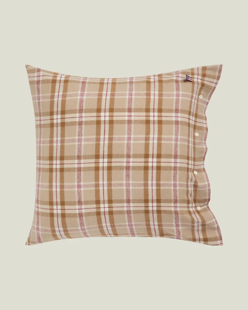 Lexington Kissenbezug aus Baumwollflanell kariert beige - feige - karamell 40 x 40 cm