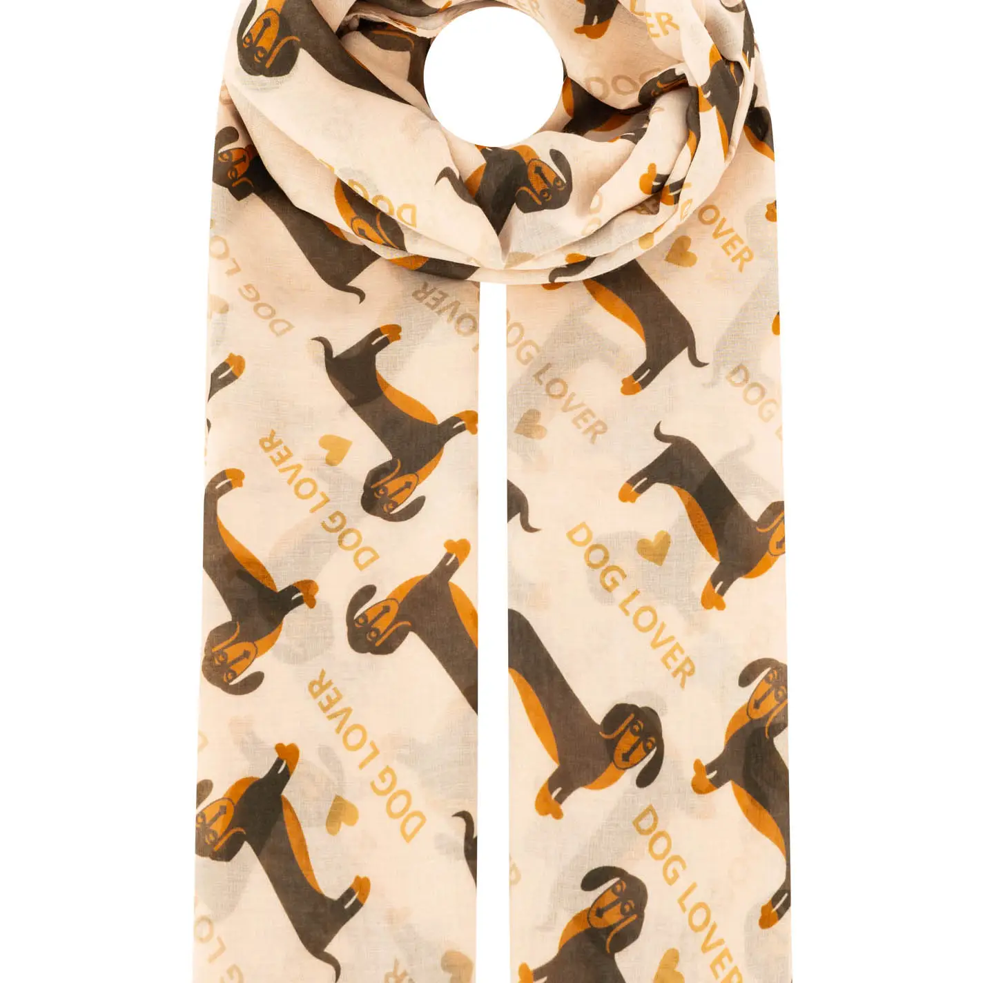 Zwillingsherz Schal Viskose Mix Dackel beige