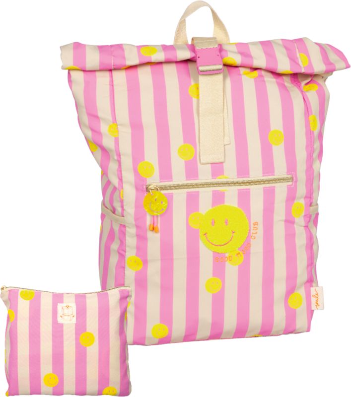 Die Spiegelburg Falt Rucksack rosa / beige gestreift