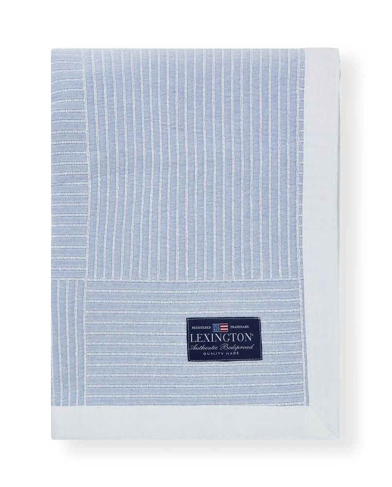 Lexington Bettüberwurf aus Bio Baumwolle Jaquard blau / weiss 160 x 240 cm