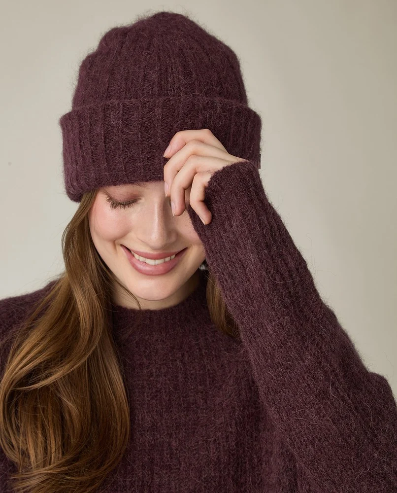 Lexington Rippstrick Beanie aus Alpakamischung burgunderrot