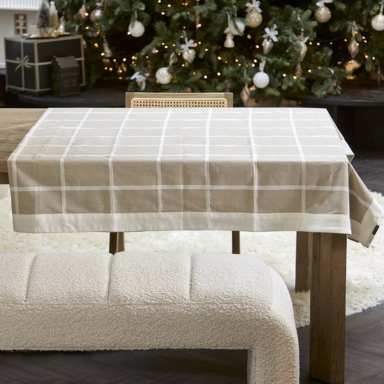 Riviera Maiosn Tischdecke beige kariert 150 x 270 cm