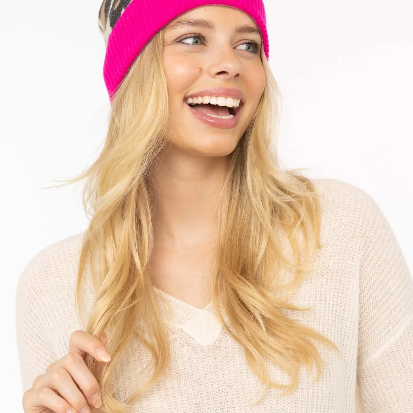 Zwillingsherz 100% Cashmere Mütze Leo pink