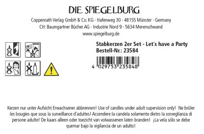 Die Spiegelburg Stabkerzen 2er Set lets have a Party