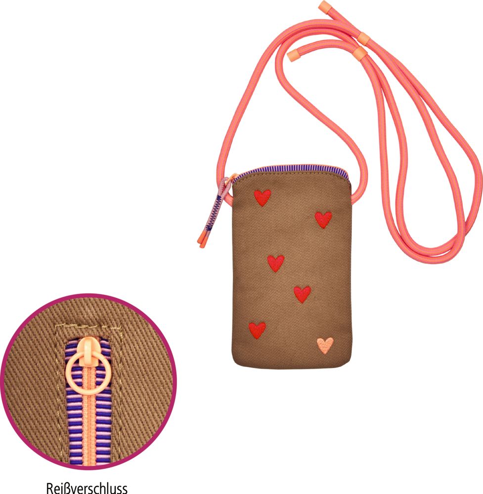 Die Spiegelburg Little Secrets Handytasche hellbraun / Herzen
