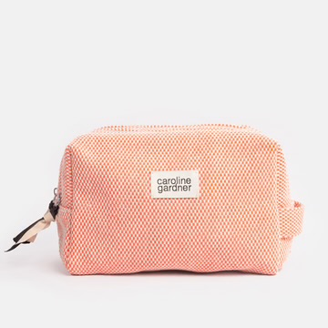 Caroline Gardner Kosmetiktasche orange beige kariert
