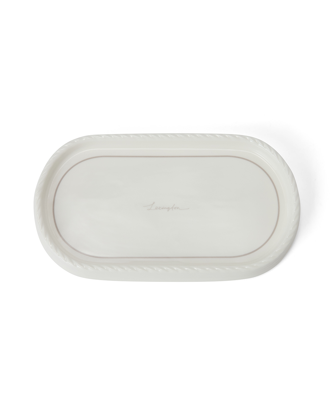 Lexington Porzellan Tablett oval weiss - beige