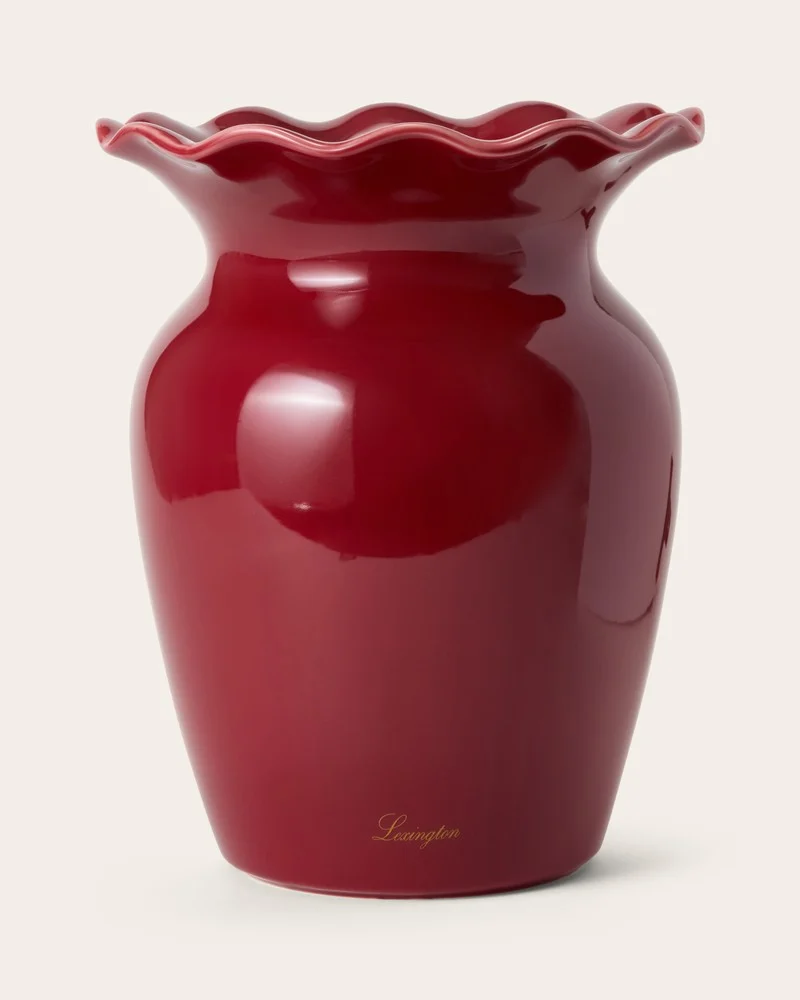 Lexington Vase rot mit Wellenrand