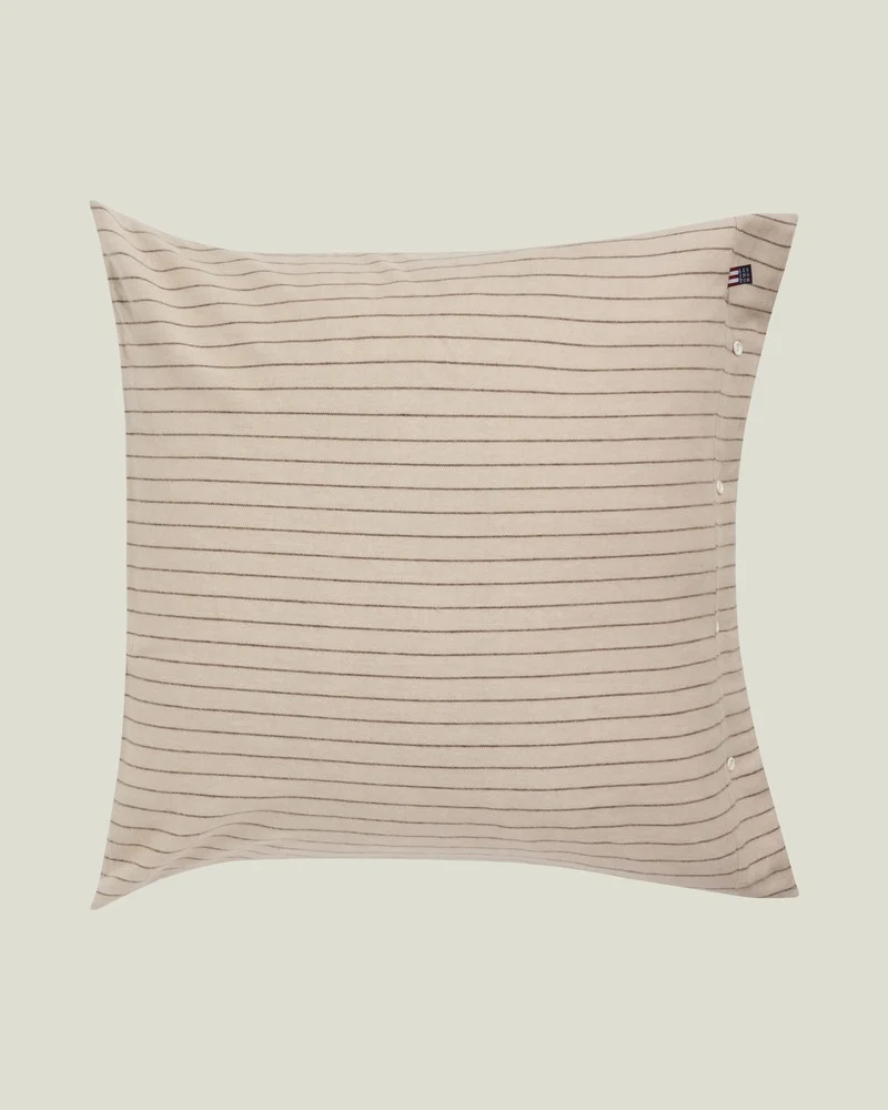 Lexington Kissenbezug aus Baumwollflanell mit Nadelstreifen beige - braun 40 x 40 cm